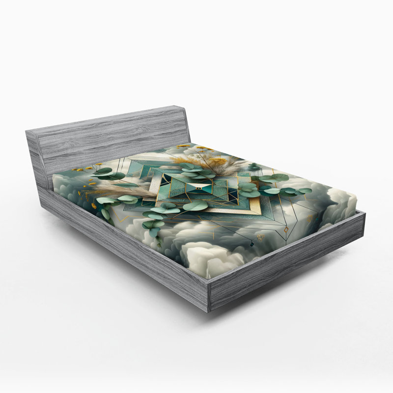 Microfiber Fitted Sheet, FLower Green, King