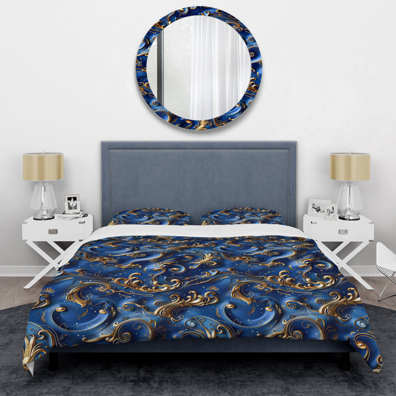 Ensemble de housse de couette doré délicat Glam Waves IV - Glam, Housse de couette pour grand lit et 2 taies décor