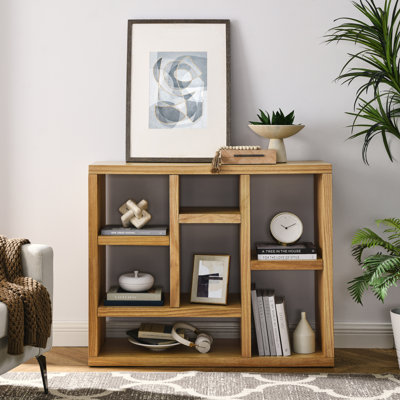 Open Wooden Open Shelf Bookcase, Freestanding Display Storage Cabinet With 7 Cube Storage Spaces