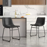 Evre Bar Stools Set of 2, PU Leather Counter Height Bar Stools,  Modern Barstools with Metal Legs and Footrest, Urban Armless Dining Chairs with Backrest for Kitchen Island