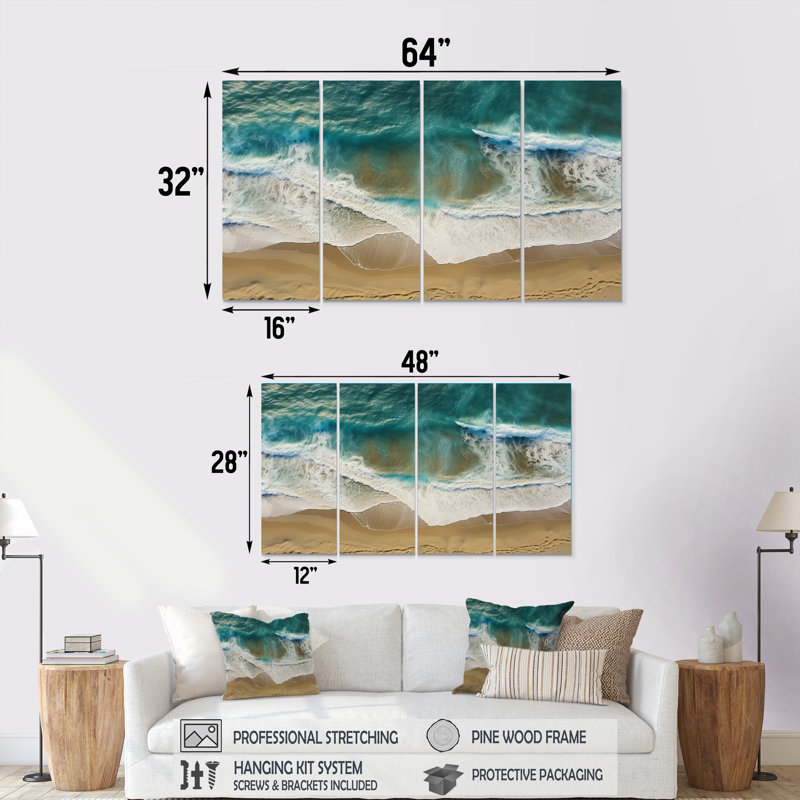 Ensemble d'art mural mural 4 pièces Tranquil Waves, H 28 po x l 48 po