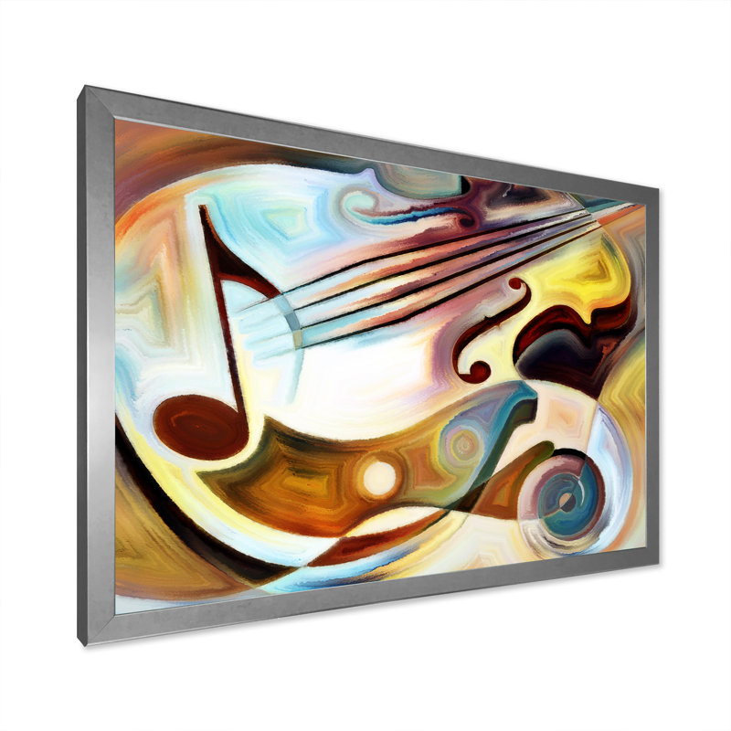 «Colorful Abstract Guitar V», reproduction d'art sur toile, H 8 po x l 12 po x P 1 po, Cadre argenté