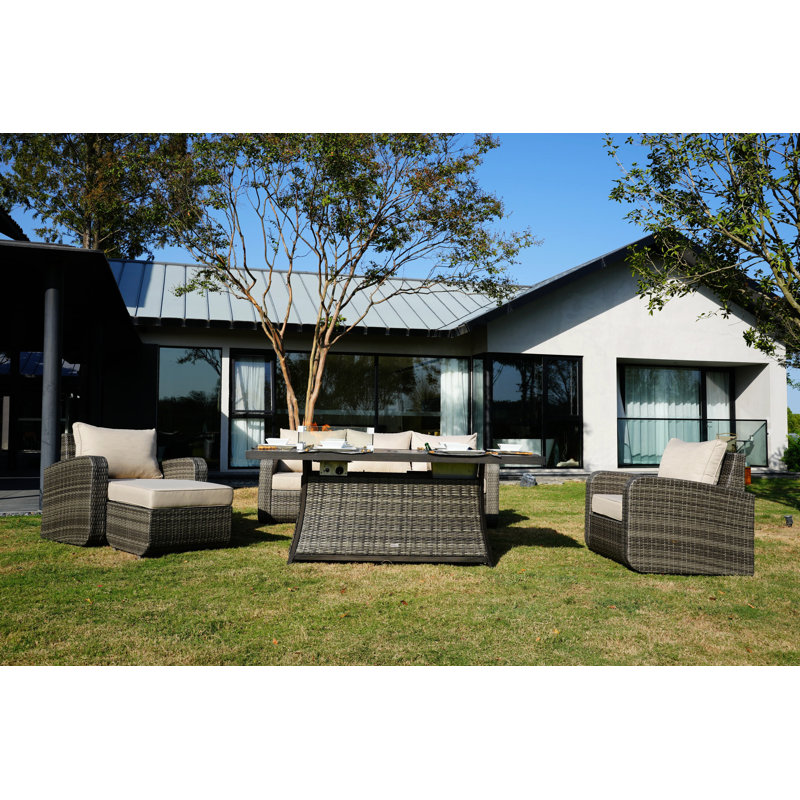 Aliaksey 5 - Person Patio Conversation Set with Cushions