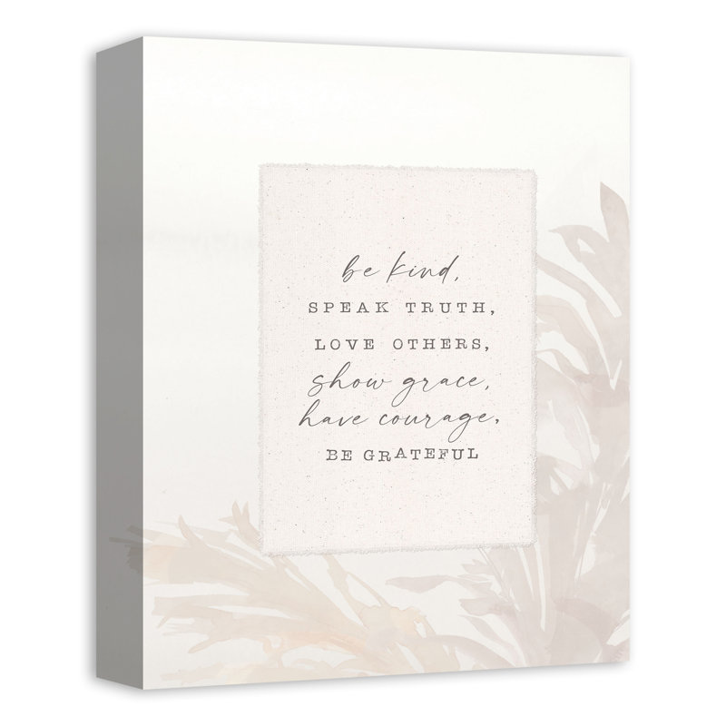 «Be Kind» sur toile, H 14 po x l 11 po x P 1,25 po