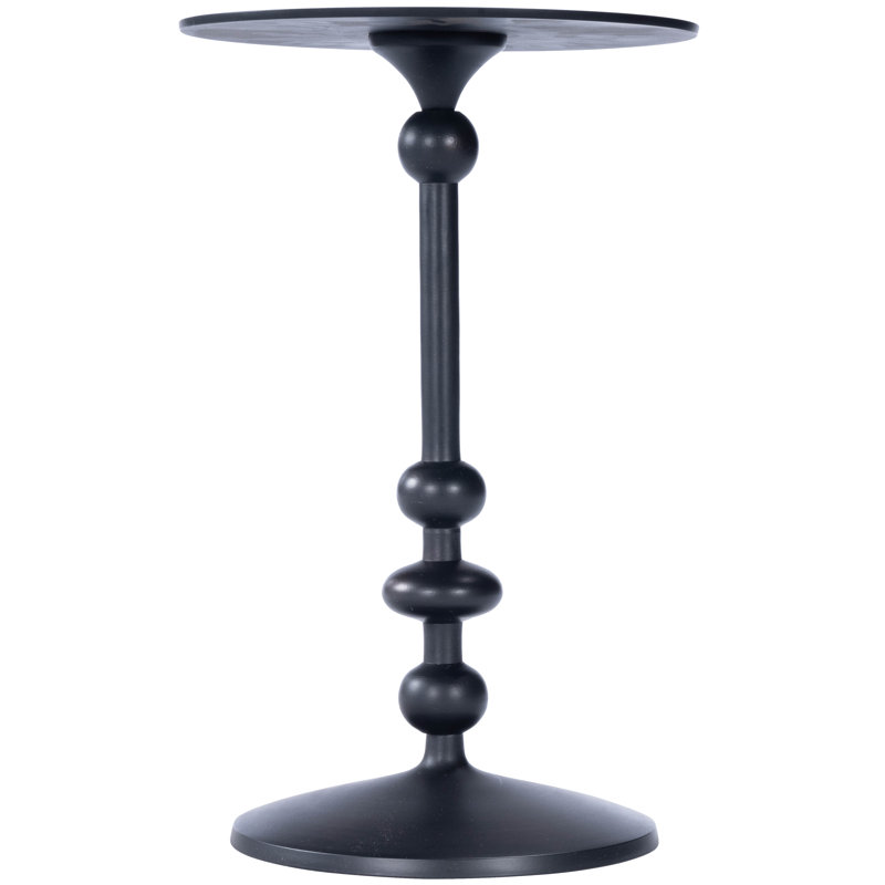 Zora Distressed Iron Pedestal Side Table, Matte Black