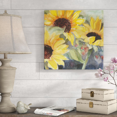 «Sunflowers in Watercolor II» par Sandra Iafrate - Peinture sur toile