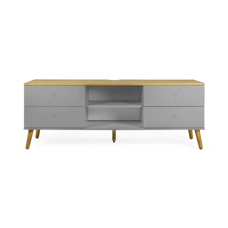 Meuble télé pour téléviseur de 75 po ou moins Euria, Gris / chêne