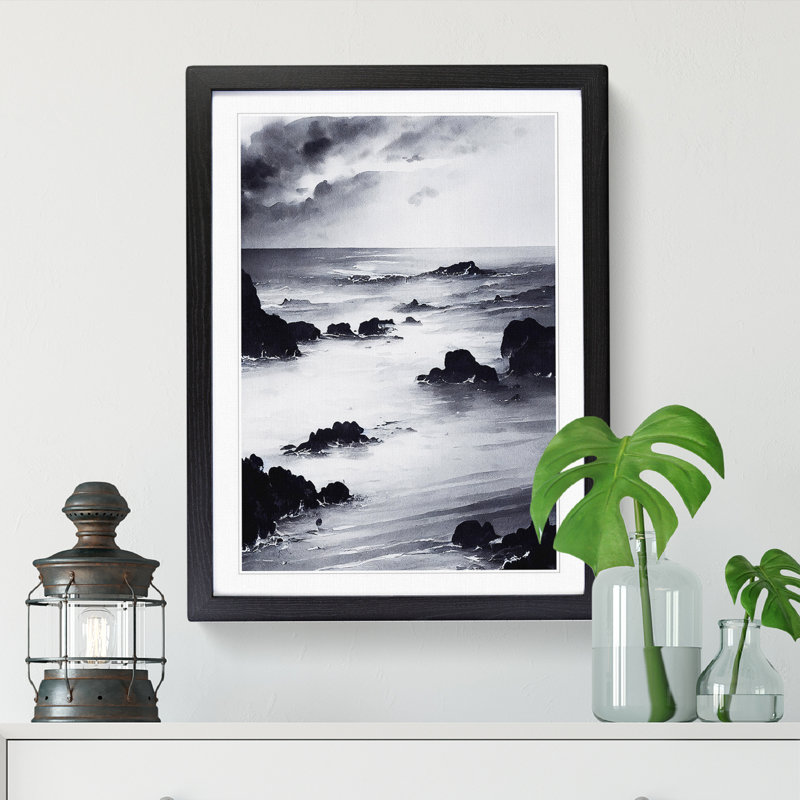 Seascape Ink - Framed Print, Black, 34cm H x 25cm W x 2cm D
