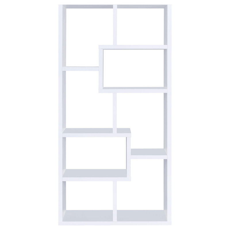 Versatile Geometric Bookcase With Ample Shelving For Stylish And Functional Storage, White