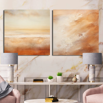 Beige Sandy Clouds Horizon IV - Clouds Square Collage Set Of 2