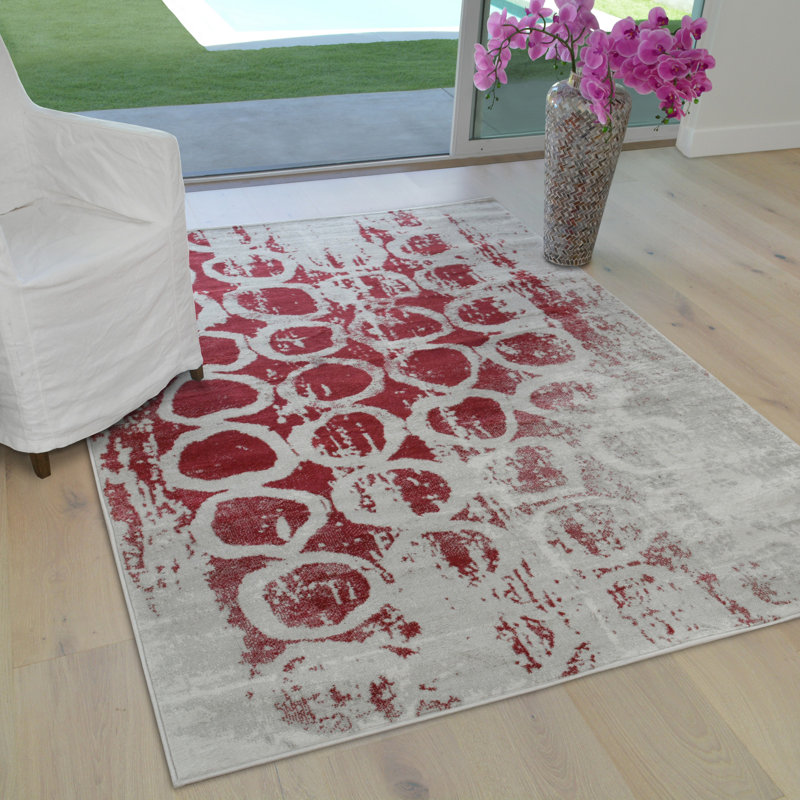 Rouge Tapis décoratif Ladue, Rectangle 7 pi 8 po x 10 pi