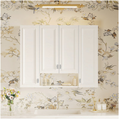 Modern Bathroom Cabinet with 5 Adjustable Shelves, Wall-Mounted Medicine Cabinet for Bathroom, Soft-Closing Hinges, Open Shelving Design