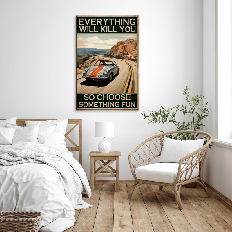 Conduite de voiture - Choisir quelque chose d'amusant 2 - 1 pièce, reproduction d'art graphique sur toile tendue