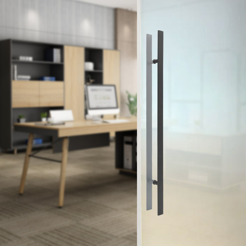 Poignée de porte à double face en acier inoxydable, paire de poignées de porte de grange coulissantes à pousser (47,05 x 1,6 po)