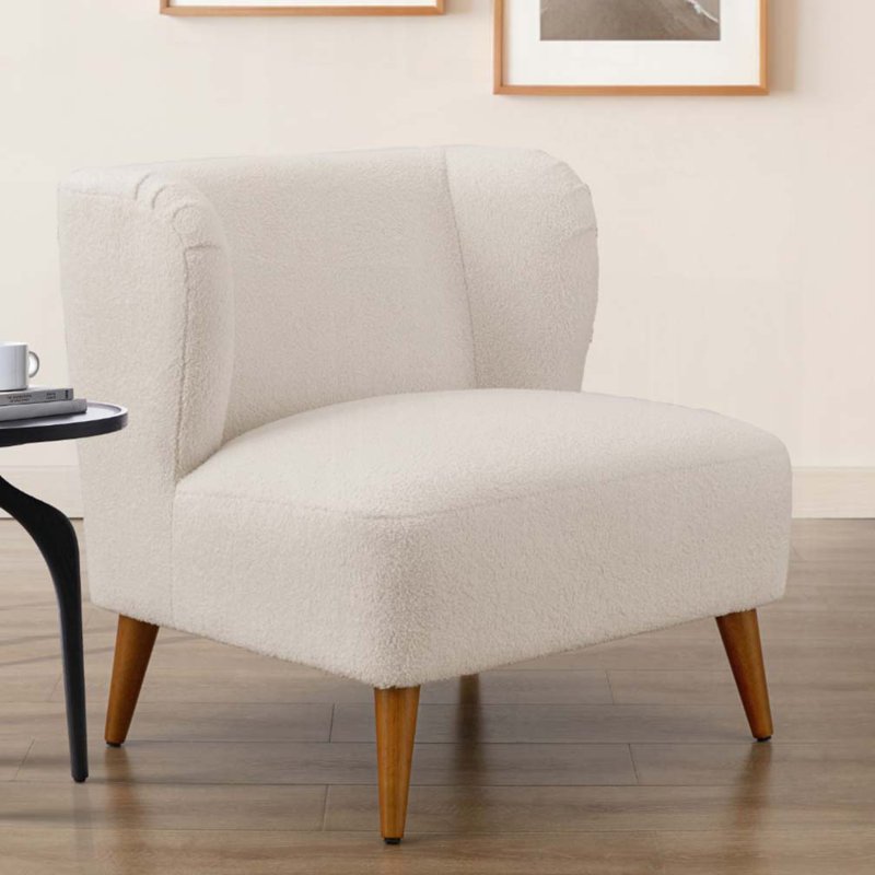 Chaise avec accoudoirs 30,5 "Boucle, Blanc laiteux
