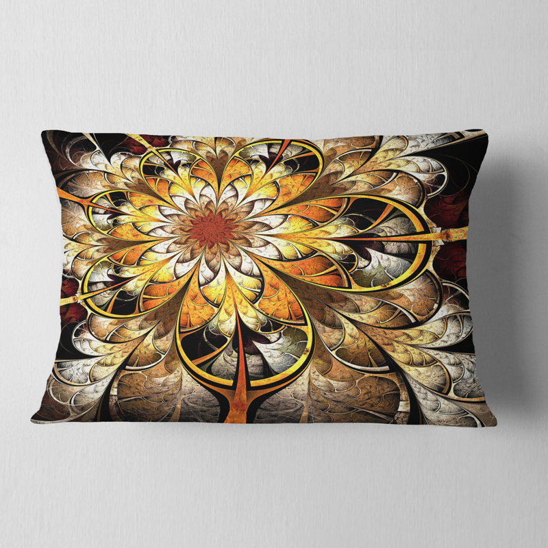 Coussin Fractal Flower - jaune foncé - imprimé floral