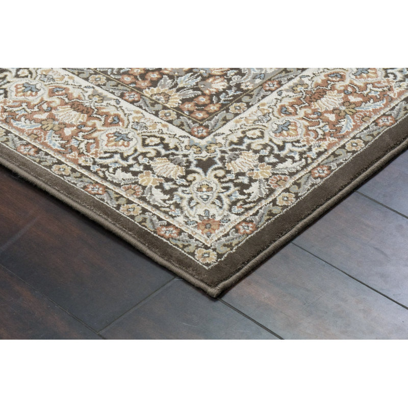 ANCIENT GARDEN 9.2X12.10 57008-3235 BROWN/BLUE, Rectangle 9'2" x 12'10"