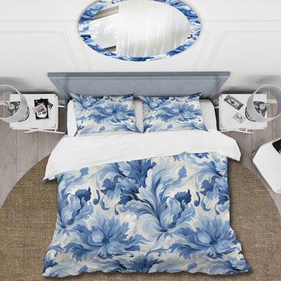 Ensemble de housse de couette zen bleu et blanc