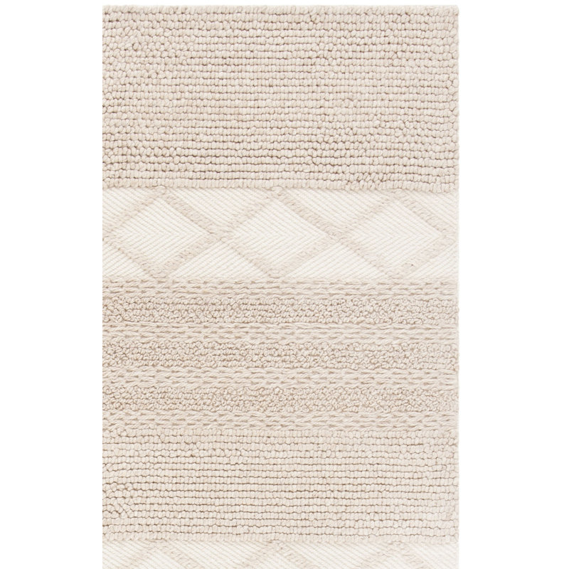 Tulane Natura Hand Woven Wool/Cotton Geometric Rug in Beige, Runner 2'3" x 12'