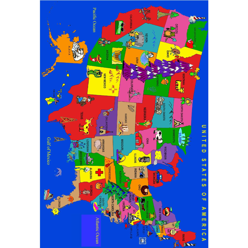Tapis bleu / rouge / mauve Pol, Rectangle 6 pi 6 po x 8 pi 4 po