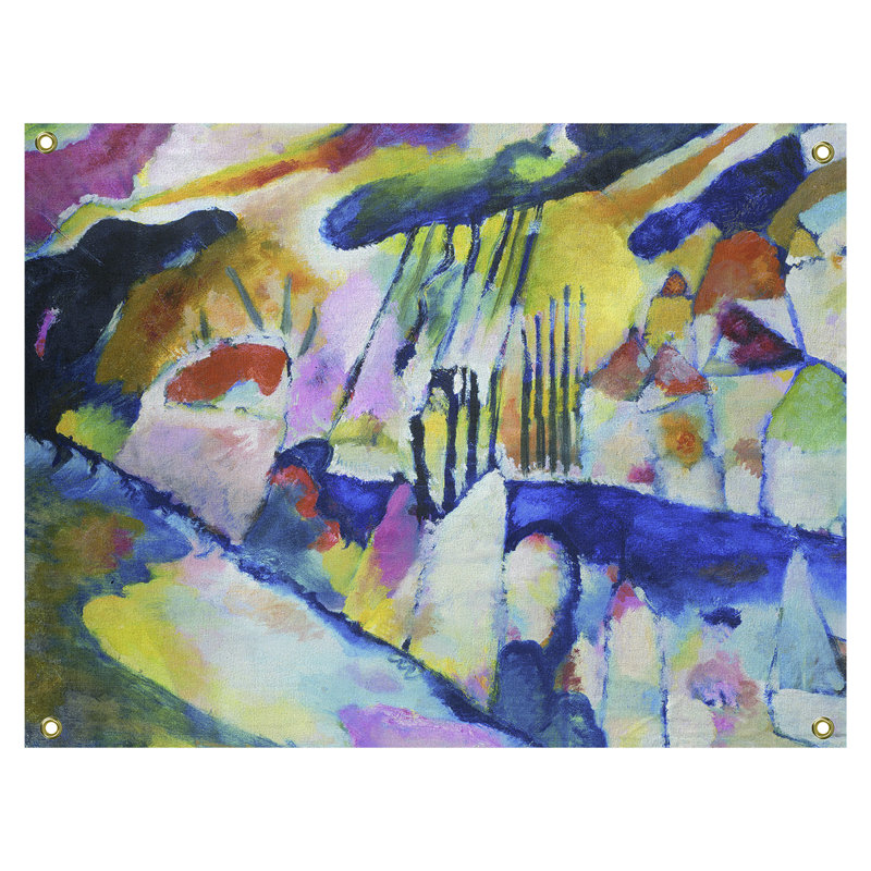 Tapisserie murale Lepley, H 37,5 po x l 27,5 po, Bleu / Jaune