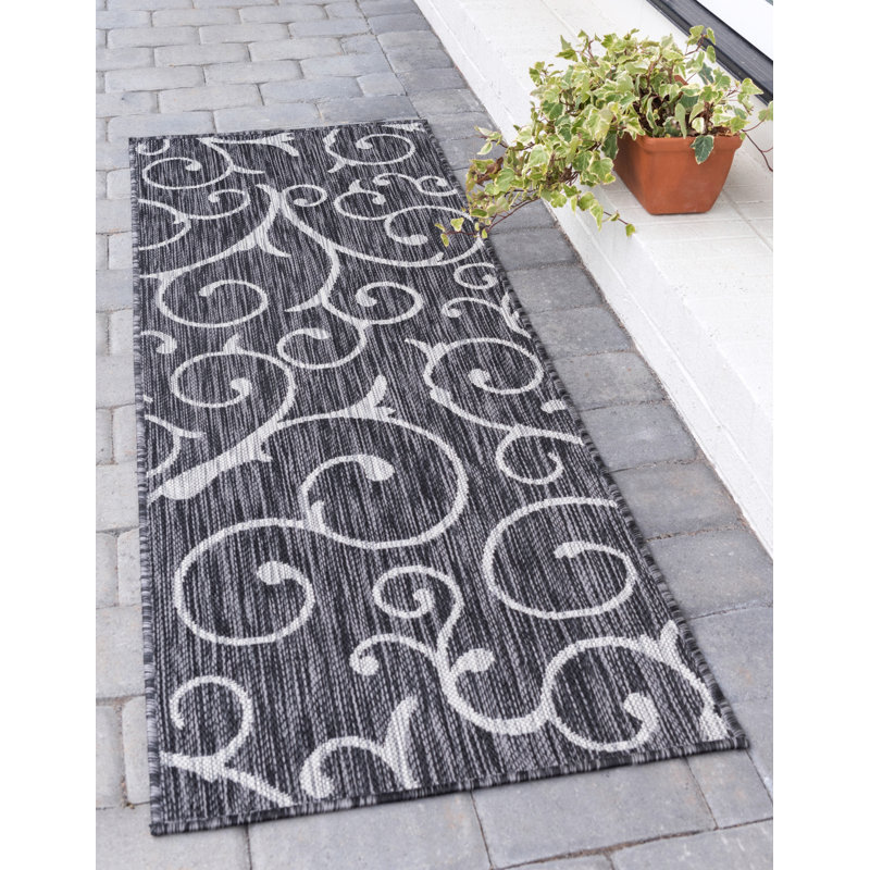 Tapis intérieur / extérieur gris / beige Cozad, Tapis de couloir 2 pi x 6 pi 1 po