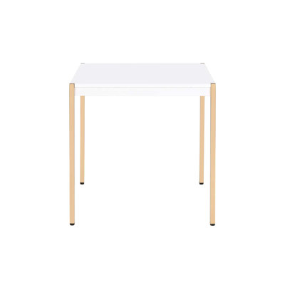 Table de bout Otrac, finition blanche et or
