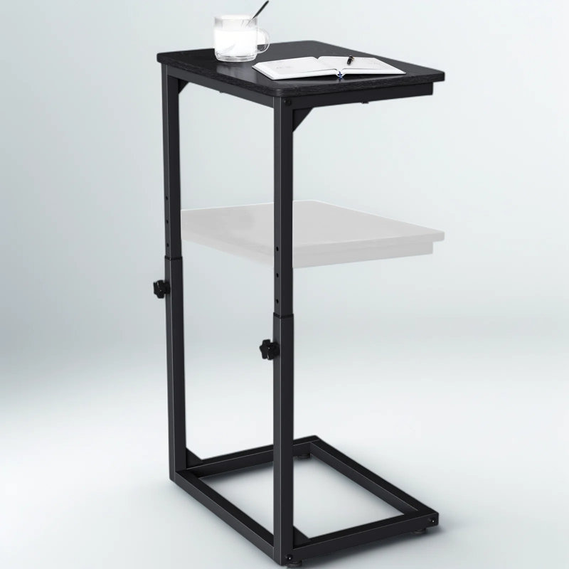 Table de bout réglable en forme de C avec réglage de la hauteur, table d'appoint robuste pour canapé, canapé, chevet et salon comme plateau de télévision ou table d'ordinateur portable