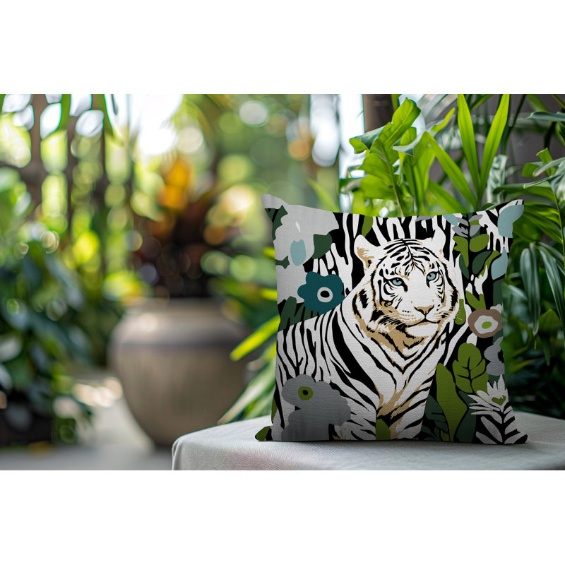 Oreiller carré réversible intérieur / extérieur Wilo Tiger, H 16 po x l 16 po, Gris