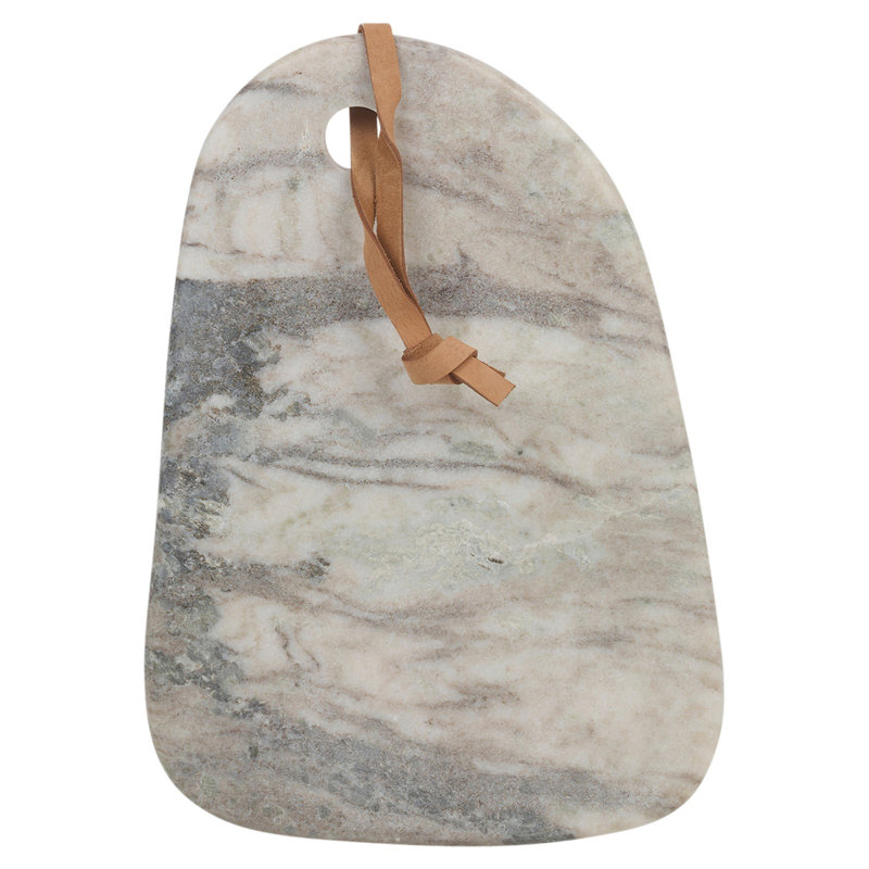 Natural Marble Serving Board With Leather Strap, Grey