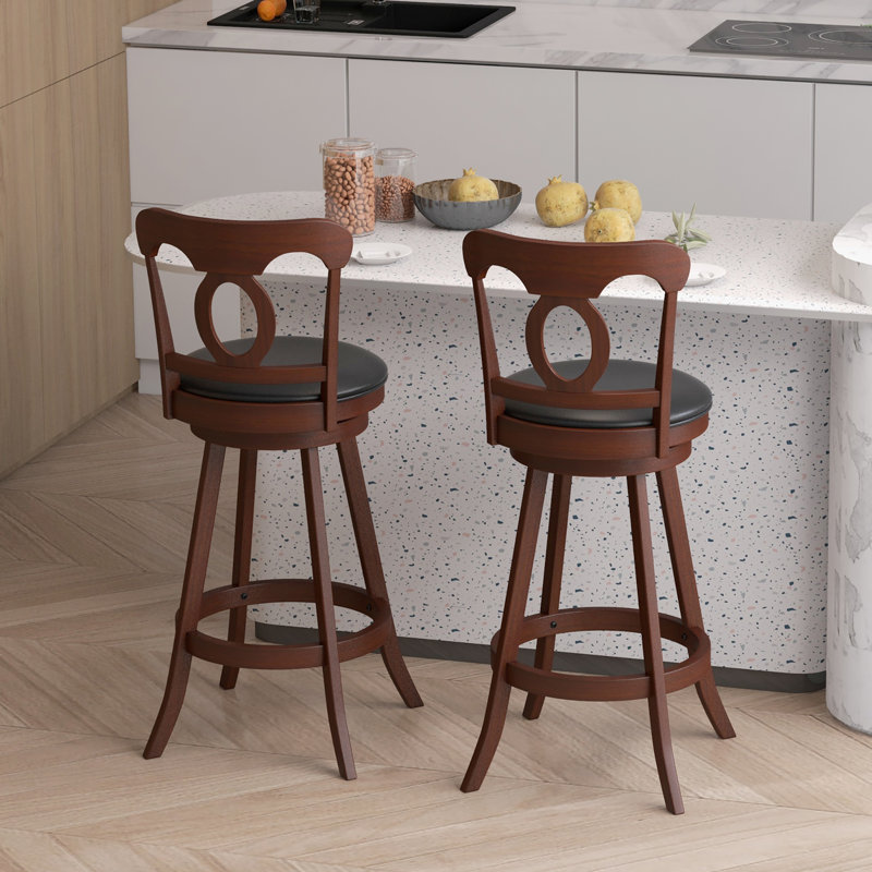 Tabourets de bar pivotants 4 pièces Winston Porter de 24 po de hauteur comptoir avec dossier ergonomique espresso