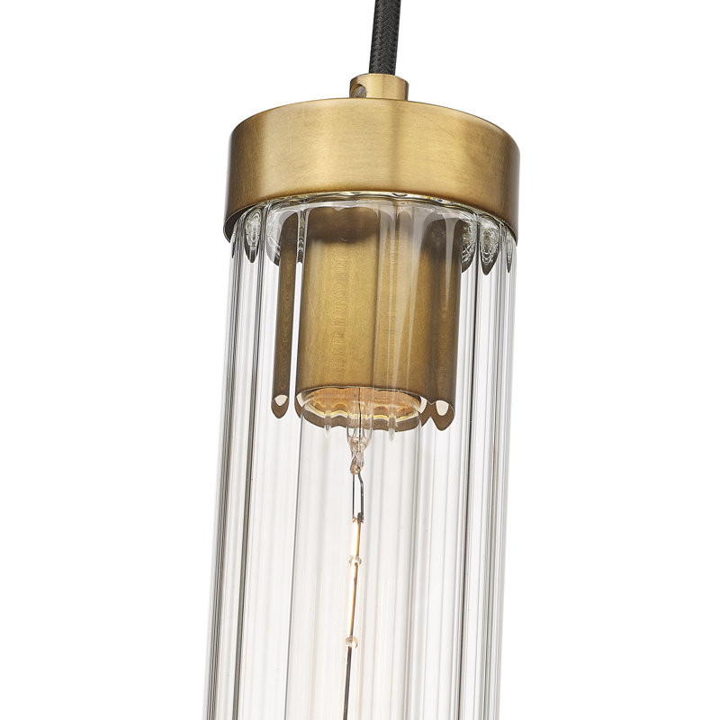 Luminaire suspendu cylindrique à 1 lumière Jense, Laiton frotté