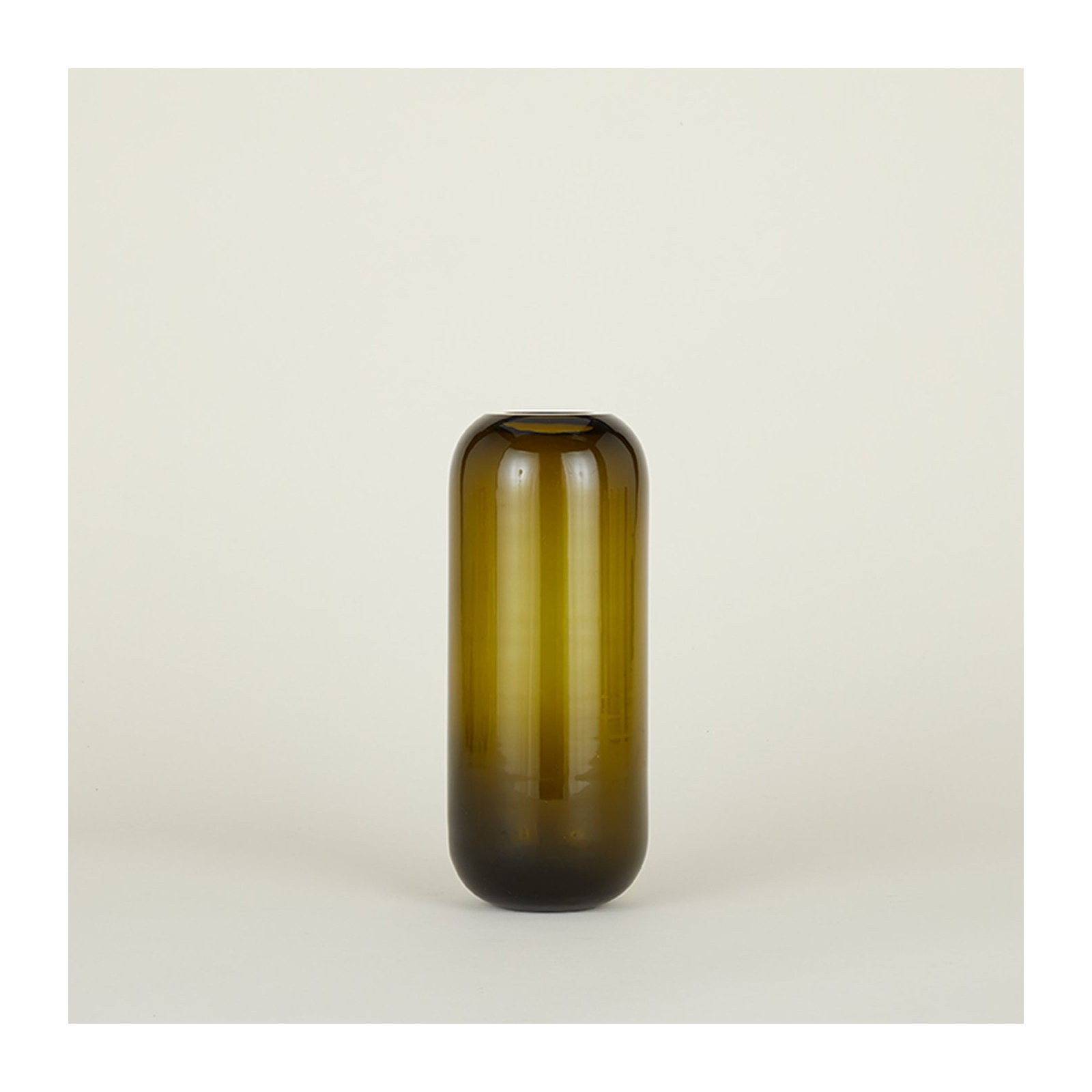 Aurora Handmade Glass Table Vase, 12.5" H x 5" W x 5" D, Olive