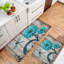 Tapis de cuisine antidérapant bleu sarcelle Dahlia et libellule, 2 pièces