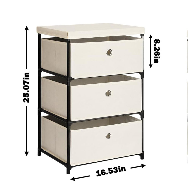 Tannie 3 Drawer Storage Drawer, Beige