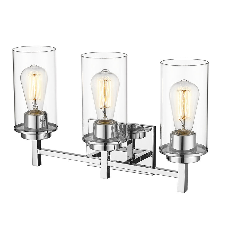 Luminaire de salle de bain à 3 lumières à intensité variable avec verre transparent Amauriah, Chrome