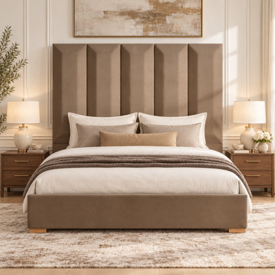Foerster 71.5 inch Tall Headboard Upholstered Platform Bed With 2 Wood Large Storage Drawers,California King