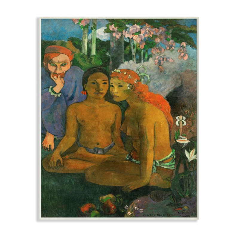 « tropical landscape native figures classic » par paul gauguin-reproduction d’art, H 19 po x l 13 po x P 0,5 po