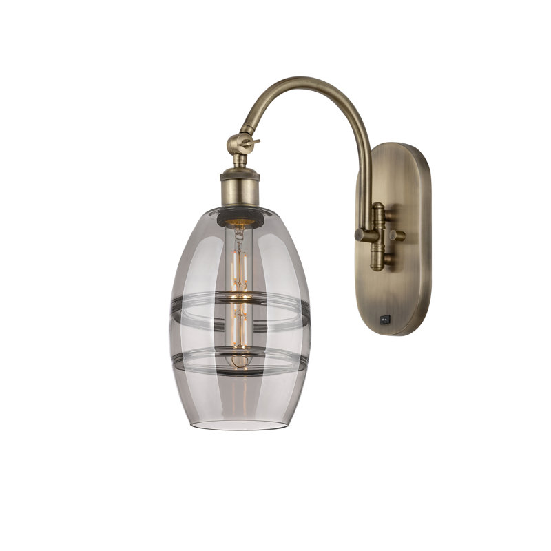 Dundrod Steel Armed Sconce, Antique Brass, Light Smoke