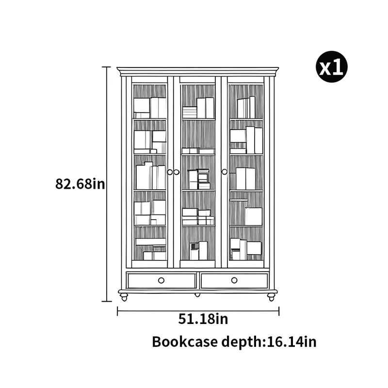 Bibliothèque à porte en verre