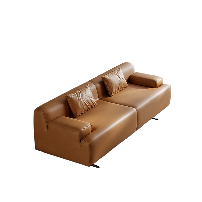 Banc rembourré en cuir de microfibre Modern Simplicity, Orange, H 27,55 po x l 59,05 po x P 21,65 po