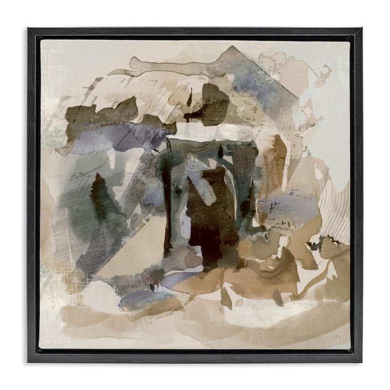 Collage expressif neutre, H 25 po x l 25 po, Cadre flottant noir de jais