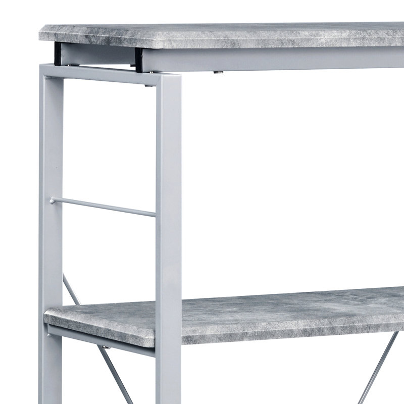 Bibliothèque grise et argentée à 4 tablettes - Rangement polyvalent pour le bureau et la zone de travail