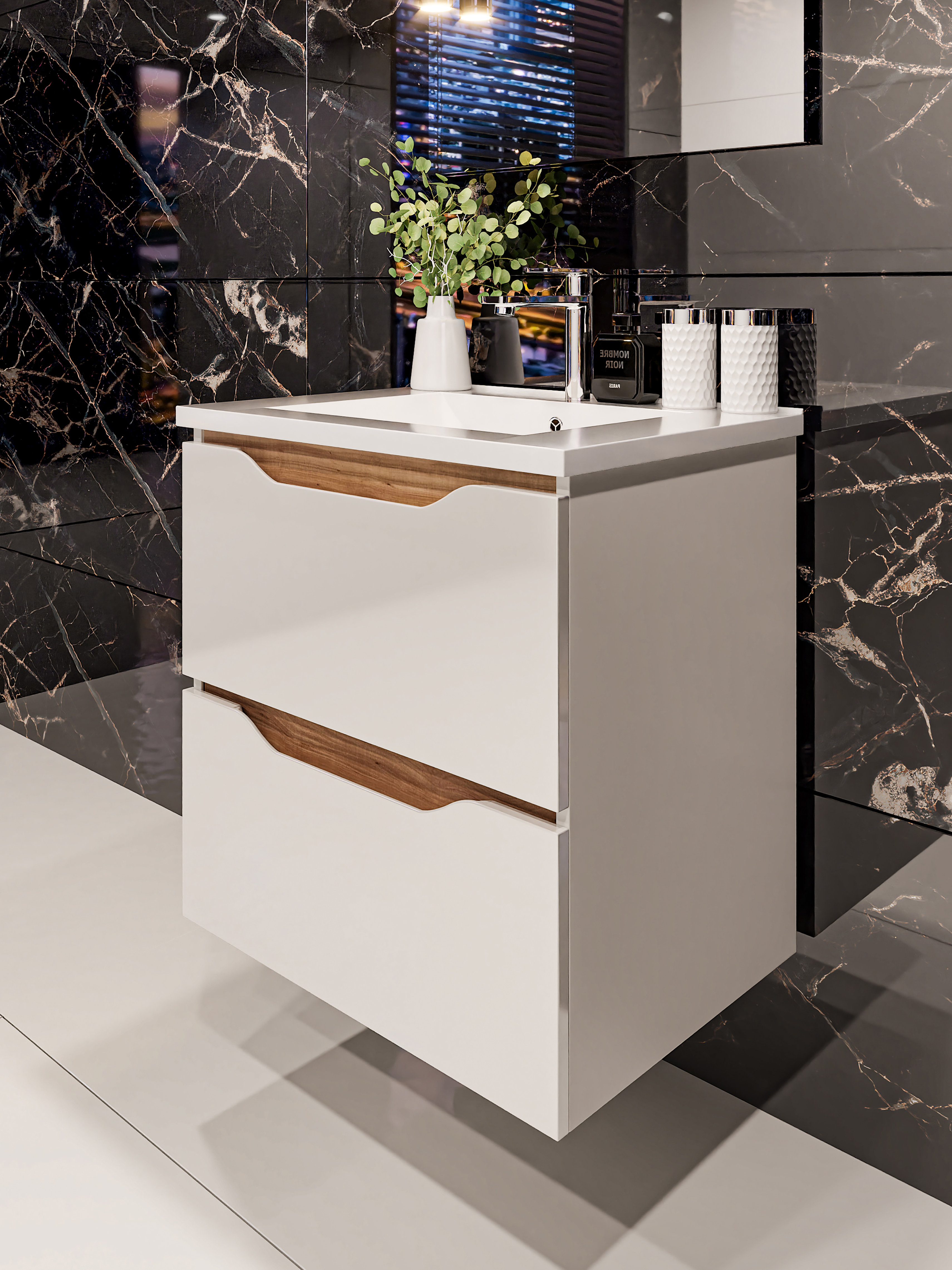 17 Stories Jenei Single Bathroom Vanity Unit 600mm Wall Mounted ...