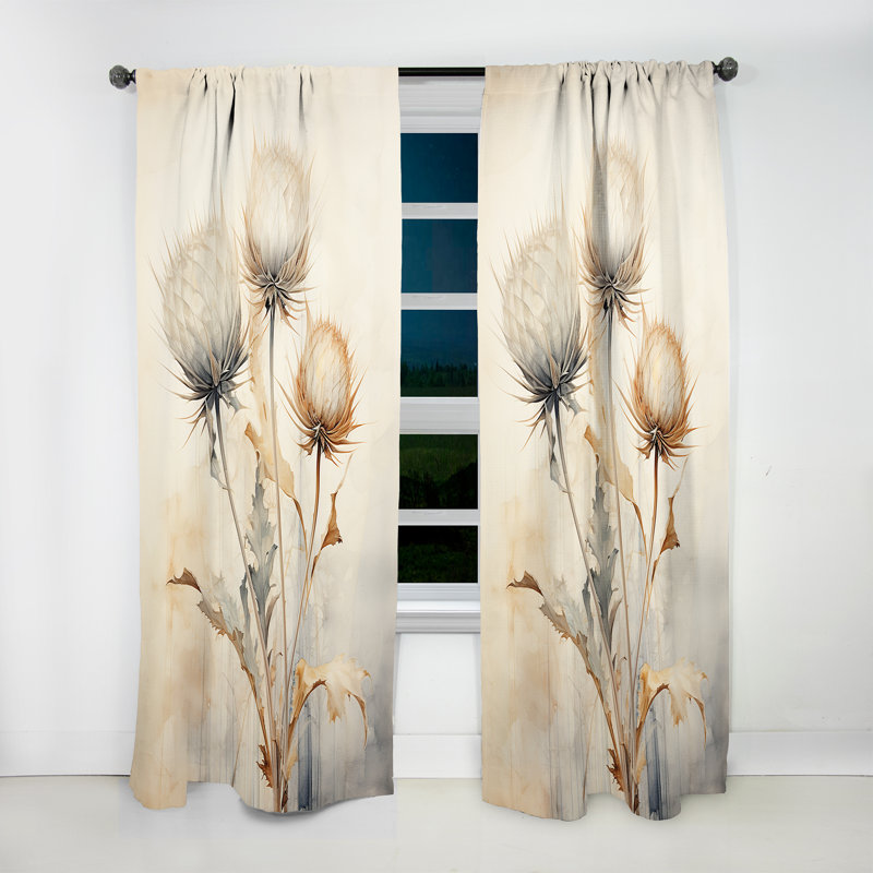 Prent - Rideau chardon - Rideau floral obscurcissant - 1 panneau, L 52 po x L 63 po