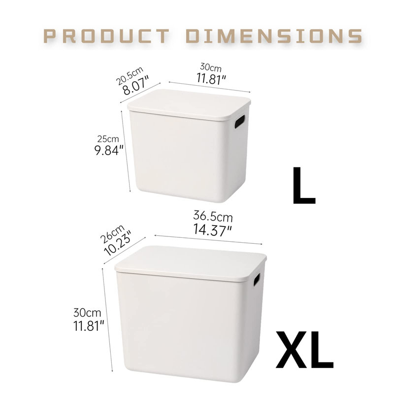 Plastic Storage Baskets With Lid Organizing Container Lidded Knit Storage Organizer Bins For Shelves Drawers Desktop Closet Playroom Classroom Office (4XL+2L, Light Grey)