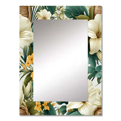 Averyl Boho Botanical Oasis Palm - tropical  Mirror, Botanical, Floral Decorative Wall Mirror, Printed Metal Art