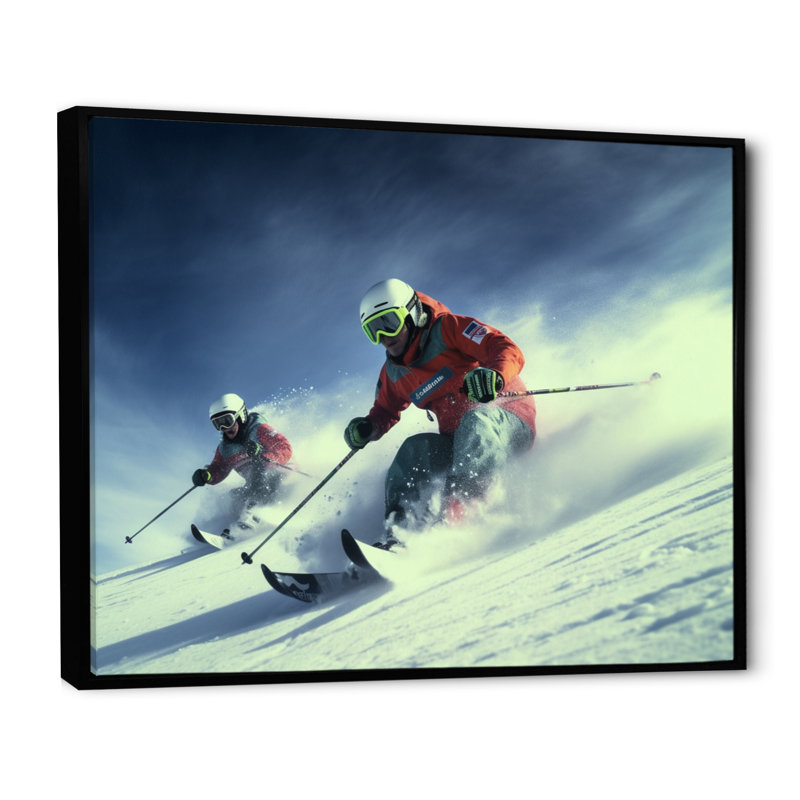 Alpine Skiing Adventures I sur impression sur toile, H 16 po x l 32 po x P 1 po, Cadre flottant noir