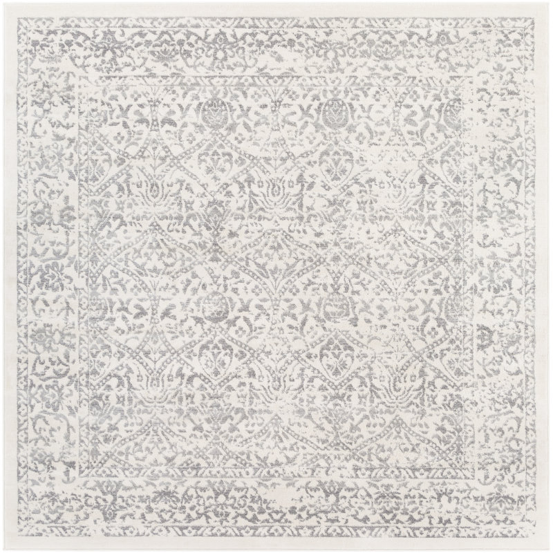 Tapis oriental gris / ivoire DeSoto, Carré 6 pi 7 po