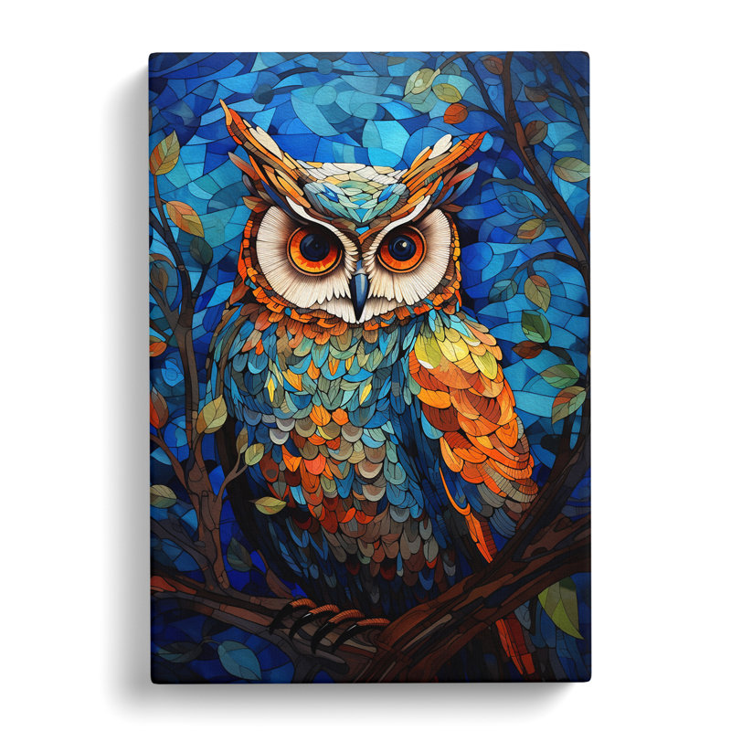 Owl Orphism - Wrapped Canvas, 60cm H x 40cm W x 3cm D